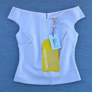 Ted Baker Bardot Top Baby‎ Pink Off Shoulder Cap Sleeve Zipper Size 1